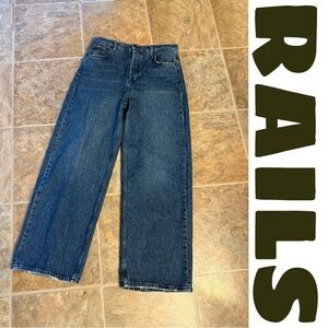 RAILS The Getty High Rise Wide Leg Jeans Size 31 Dark Wash Button Fly